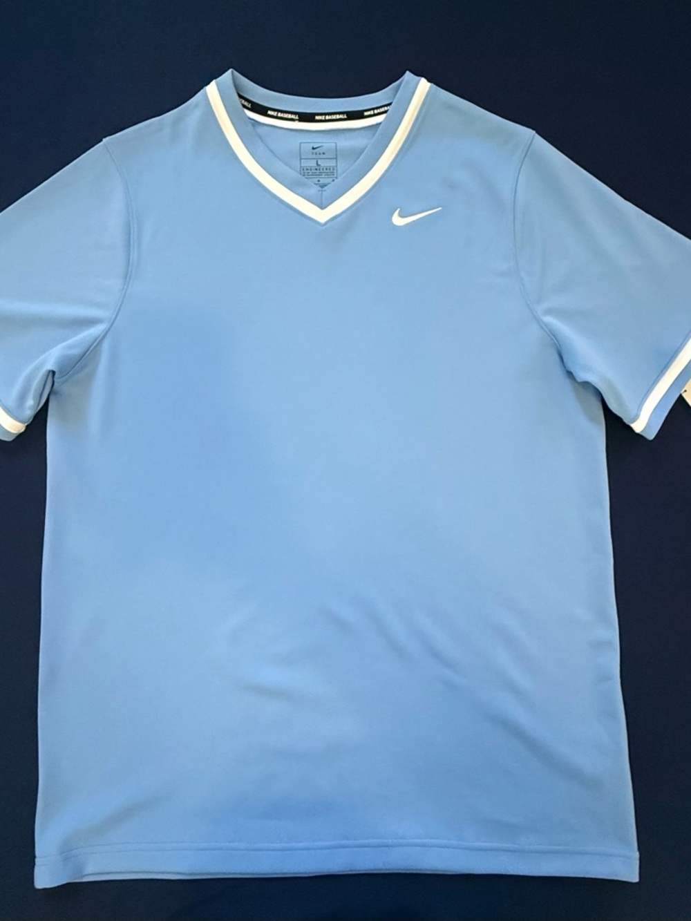 Nike Men’s Light Blue V-Neck Short Sleeve Polo